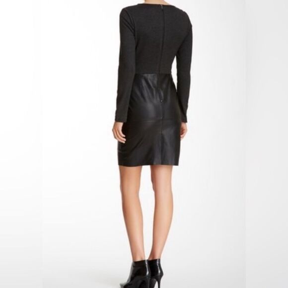 Trina Turk NWT! Sutherland Ponte Leather Long Sleeve Mini Dress in Black size 12 - Picture 14 of 16